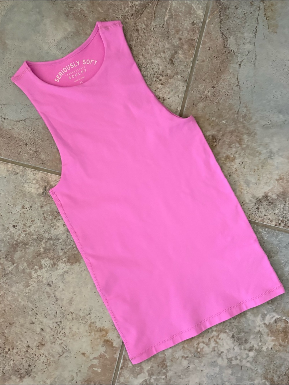 Aeropostale Seriously Soft Sculpt High Neck Tank Pink XS Activewear Neon Y2K